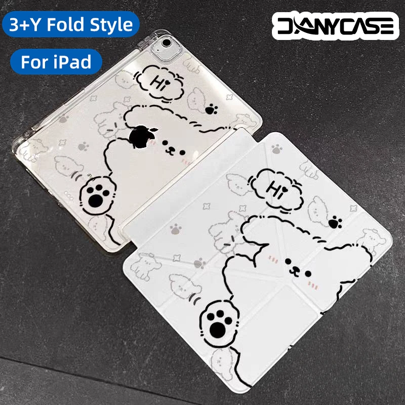 

Чехол для iPad 10-го поколения 3 + Y-fold Track Clear Cover для Air 4 5 6 10,9 дюймов 11 дюймов 13 дюймов для Air 2 9,7 Pro 11 12,9 13 Mini 6 7 Case