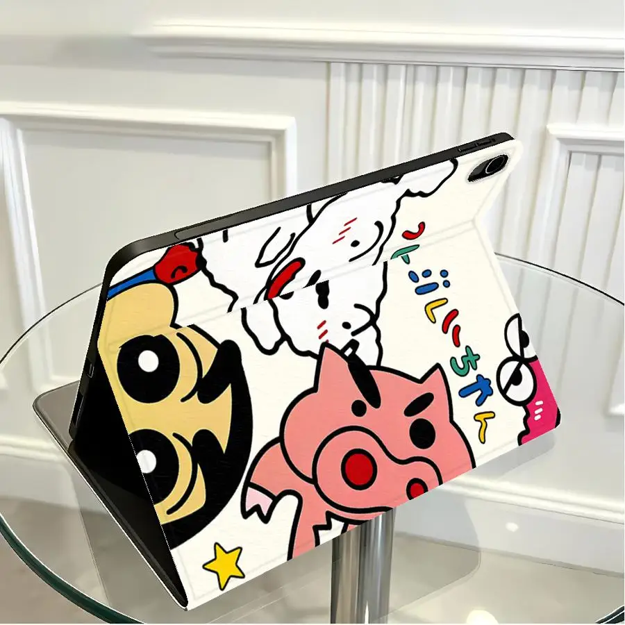 Anime C-Crayon Shin-Chans Case for Apple iPad Pro11 13 Air 11 13 M4 M3 M2 A16 2026 10th 7/8/9th with Pencil Slot Air 4/5/6th