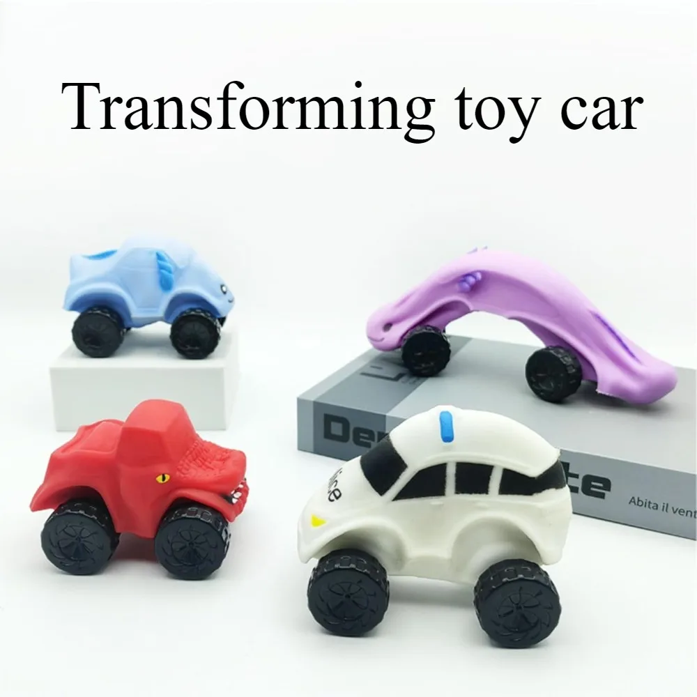 Squishy Kneading Deformed Toy Car TPR Stretch Slow Rebound Axolotl Dinosaur Police Car Squeeze Fidget Toys for Adults Kids