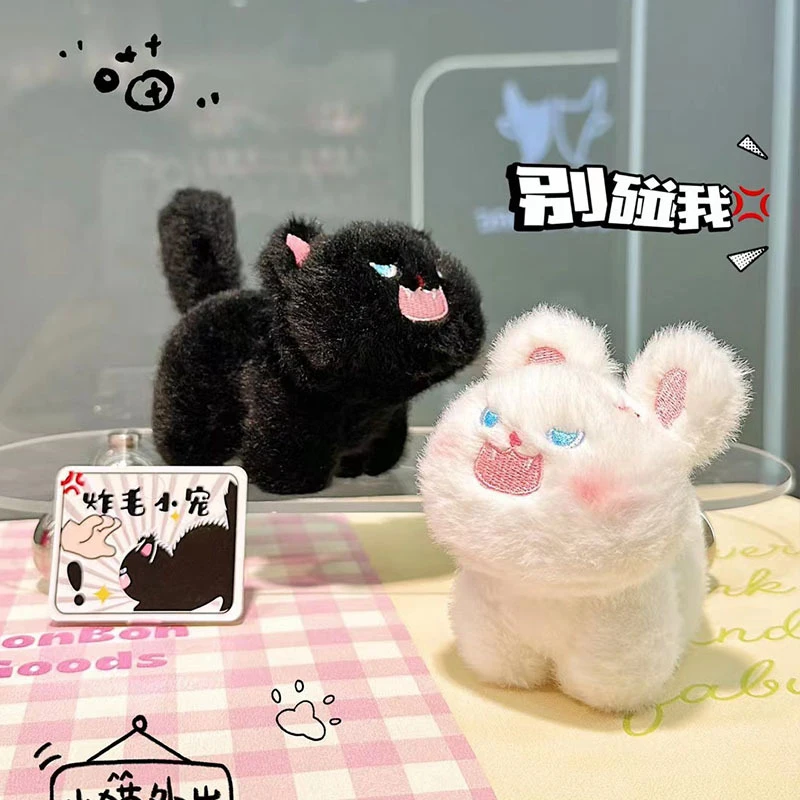 ตุ๊กตาแมวนุ่มนิ่มน่ารัก ของเล่นตุ๊กตาสัตว์นุ่มๆ สีขาวดำ ของขวัญน่ารักสำหรับเด็ก