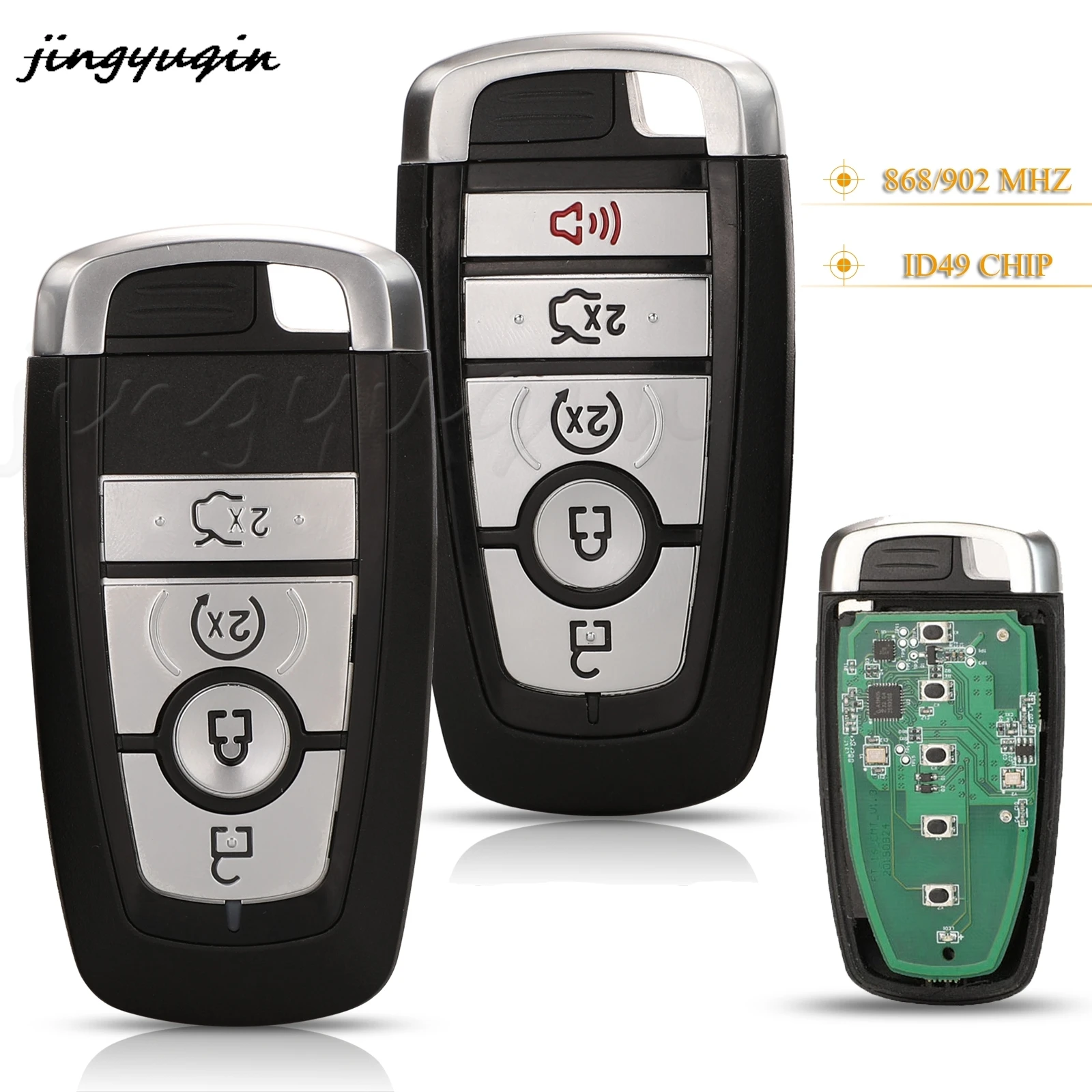 jingyuqin Remote control car key 4/5Buttons 868/902MHz ID49Chip Smart Proximity Key For Mustang With Keyless-Go Function