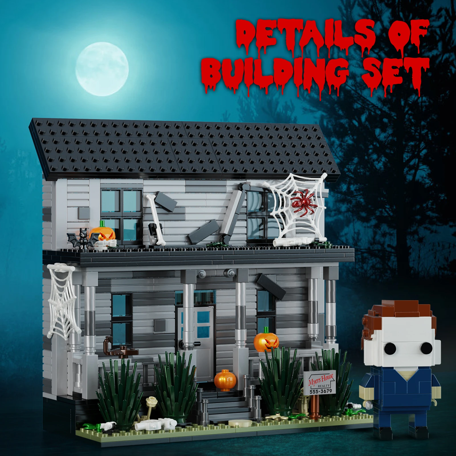 586PCS Michael Myers Horror House Building Block Scary Movie Architecture Model Bricks Halloween Gift for Kids Adults