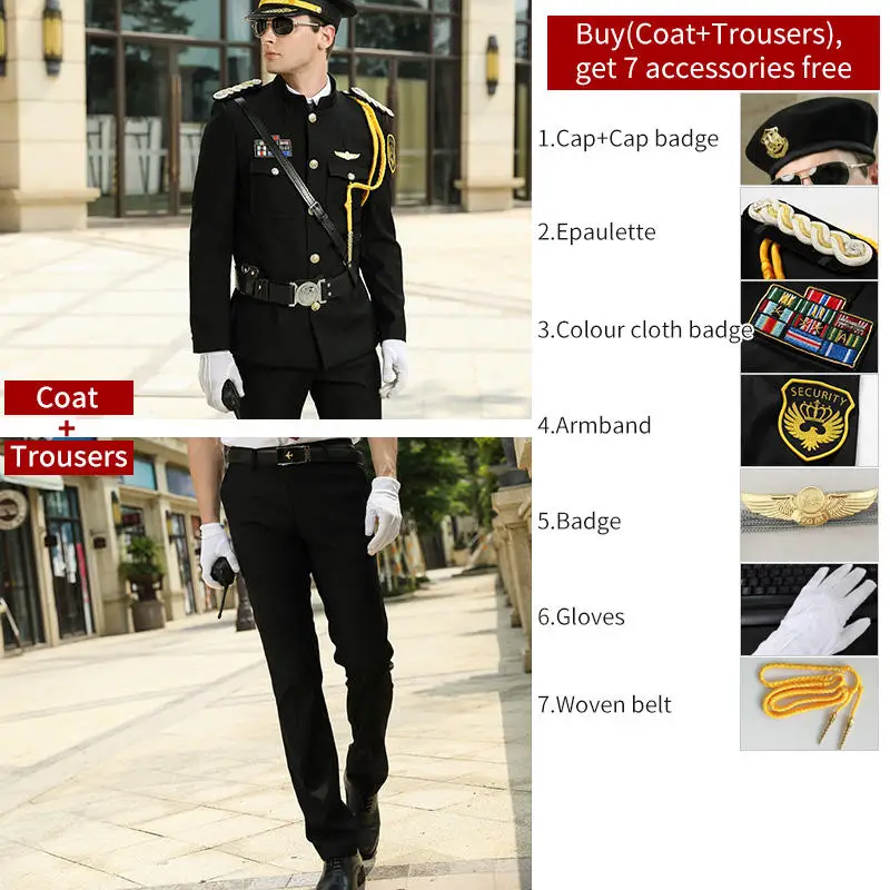Property Real Estate Sales Department Concierge Clothing Uniform New Design Coat Pants Standing Collar Security Work Suit Set