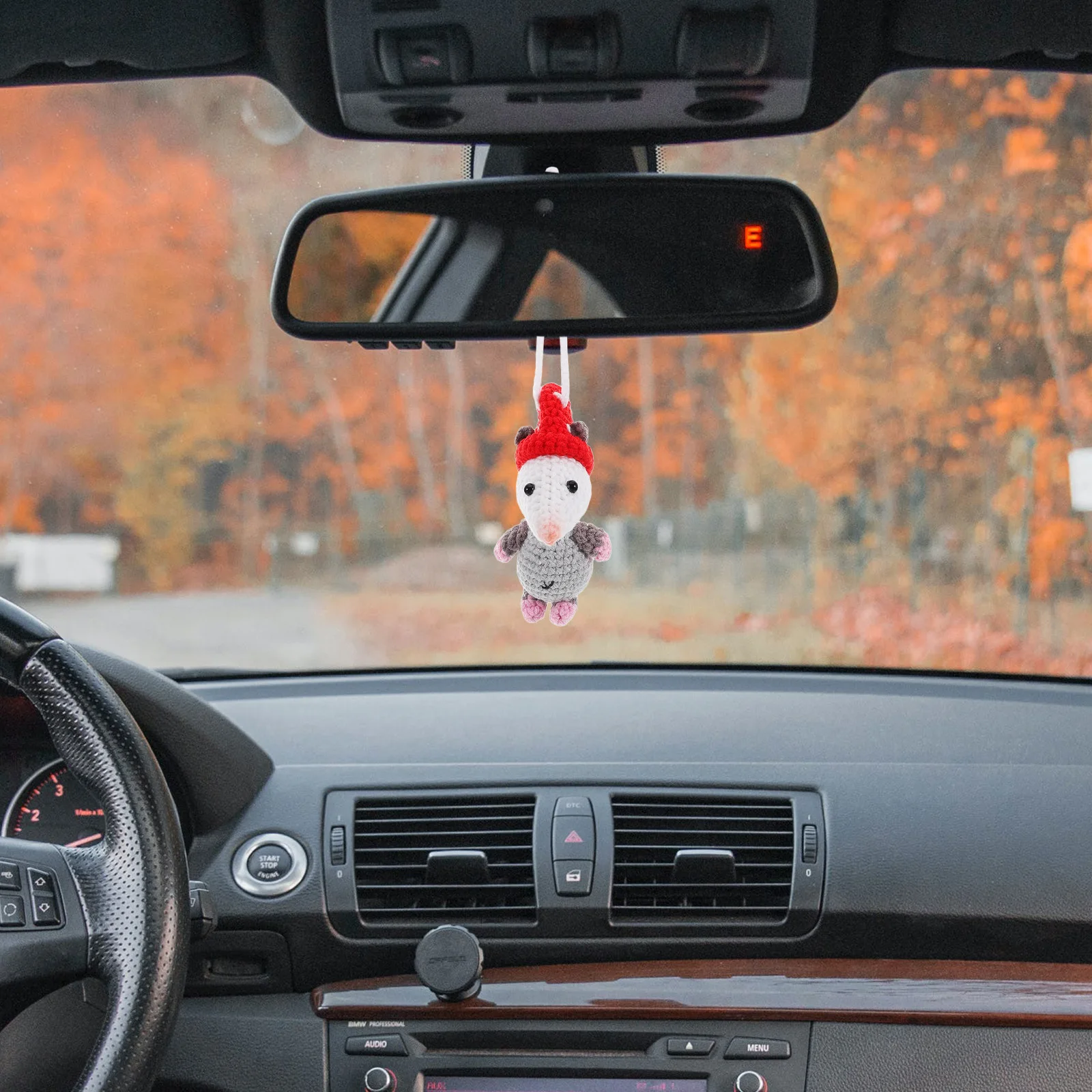 

Cute Car Rearview Mirror Hanging Ornaments Adorable Opossum Shape Fade Resistant Easy Install Automotive Interior Decor