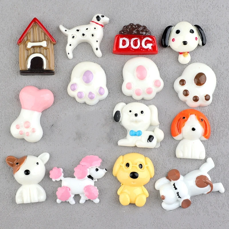 Dog Foods Resin Flatback Cabochon for Scrapbook Crafts Wholesale 10pcs Puppy Paw Poddle Resin Decoration Accessory DIY Charm