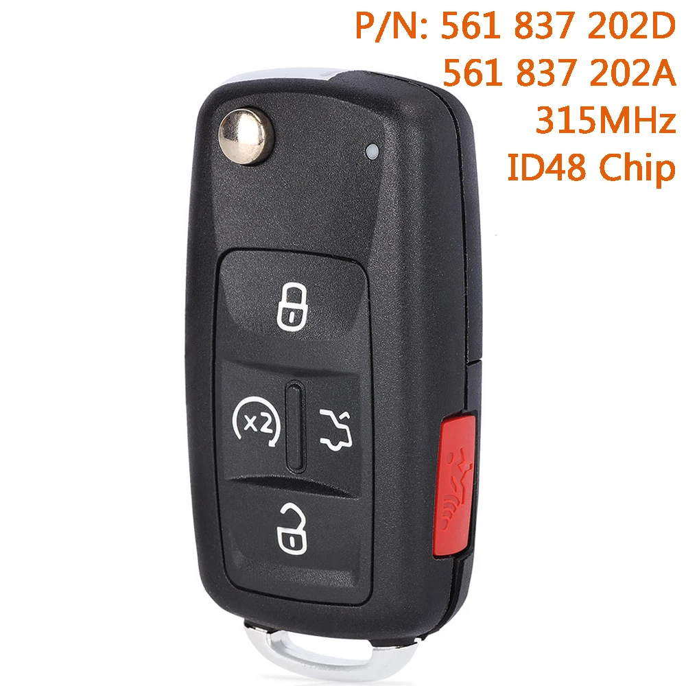 

DIYKEY 561 837 202 D/ 561 837 202 A для VW Volkswagen Beetle CC EOS Golf GTI Jetta Passat NBG010206T, дистанционный ключ-брелок 315 МГц ID48