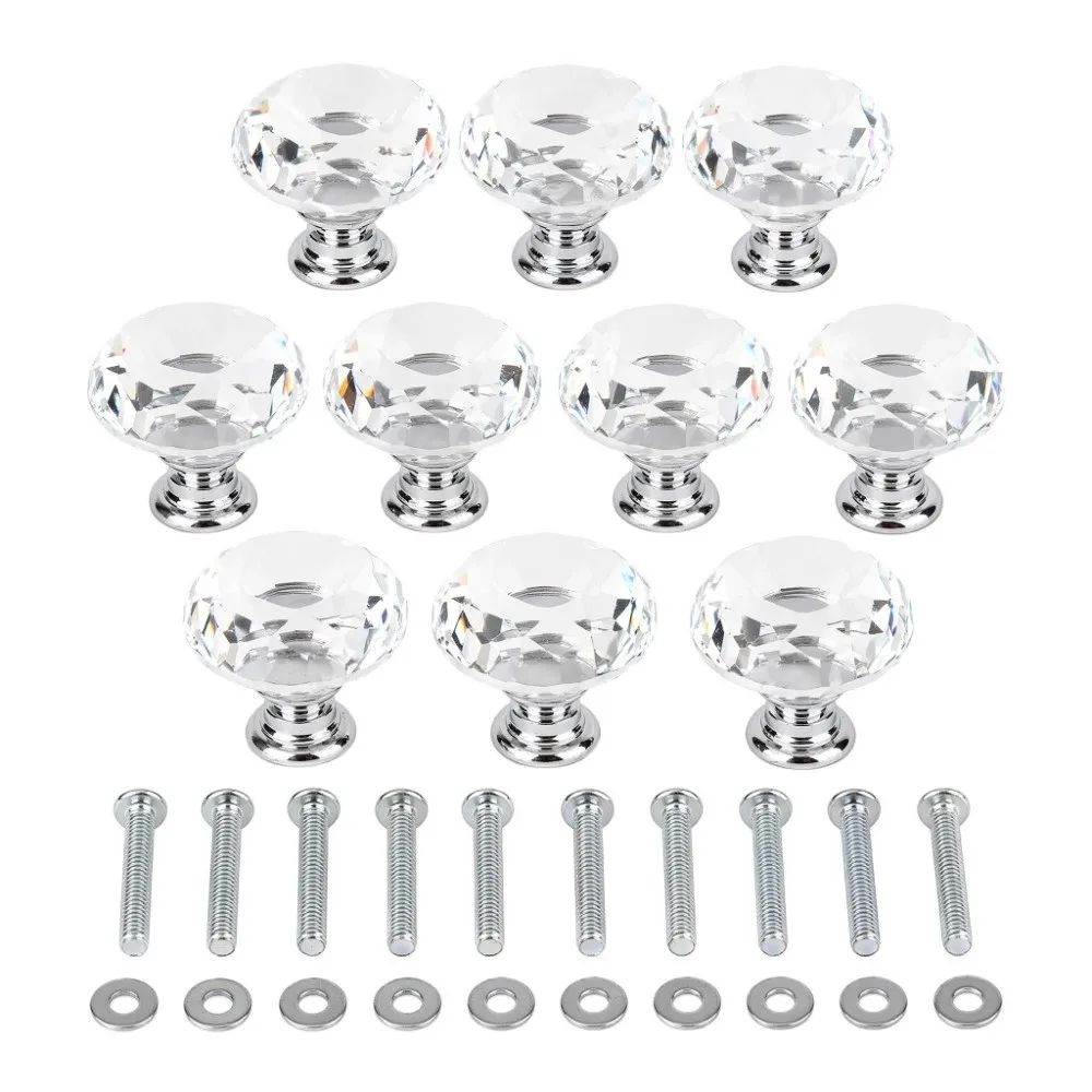 10-puxadores-de-luxo-para-armarios-com-topo-plano-prata-transparente-30mm-de-diametro-puxadores-de-vidro-para-gavetas-macanetas-para-portas-de-armarios-e-guarda-roupas