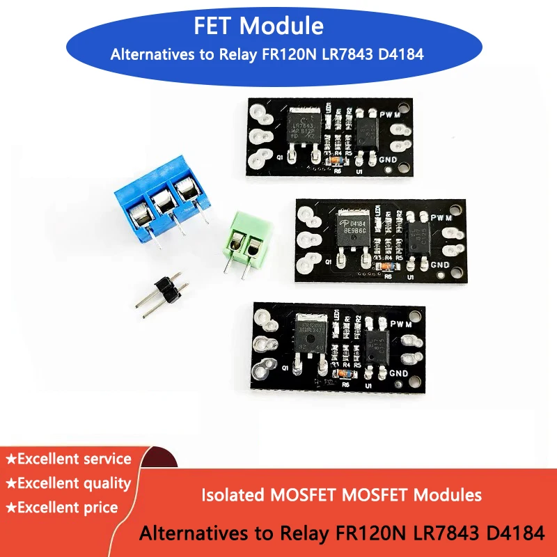 1pcs FR120N LR7843 AOD4184 D4184 Isolated MOSFET MOS Tube FET Module Replacement Relay 100V 9.4A 30V 161A 40V 50A Board