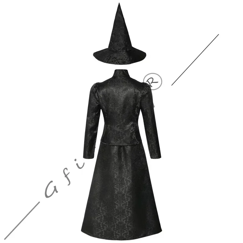 Wicked Cosplay Kostuum Glinda Elphaba Kleding Gotic Movie Party Rollenspel Heksen cosplay kleding volledige set hoed 2024New magic