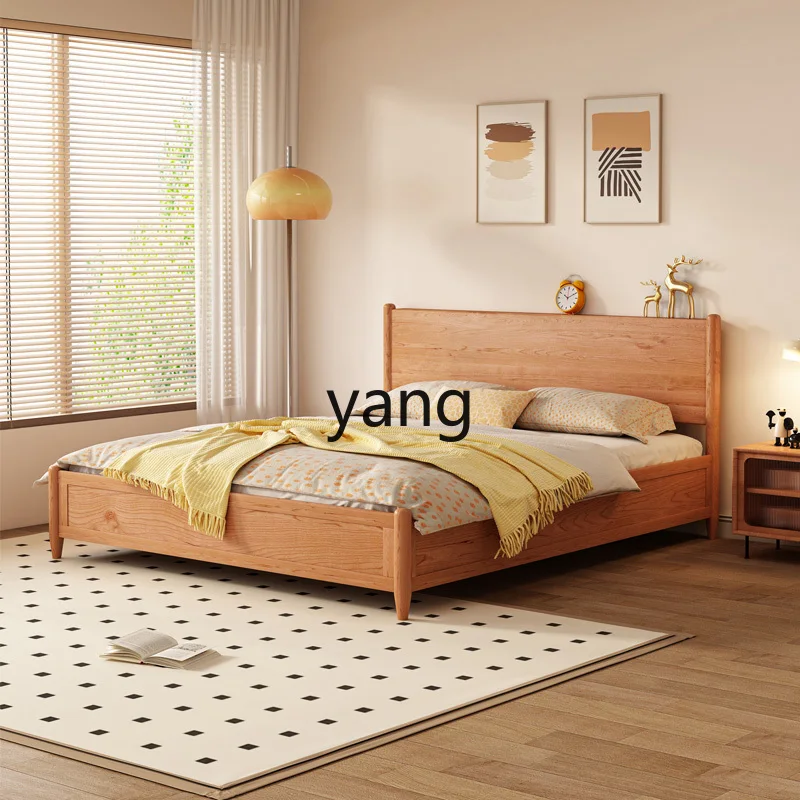 

TGF solid wood box bed Japanese-style small apartment cherry wood master bedroom high box double storage bed