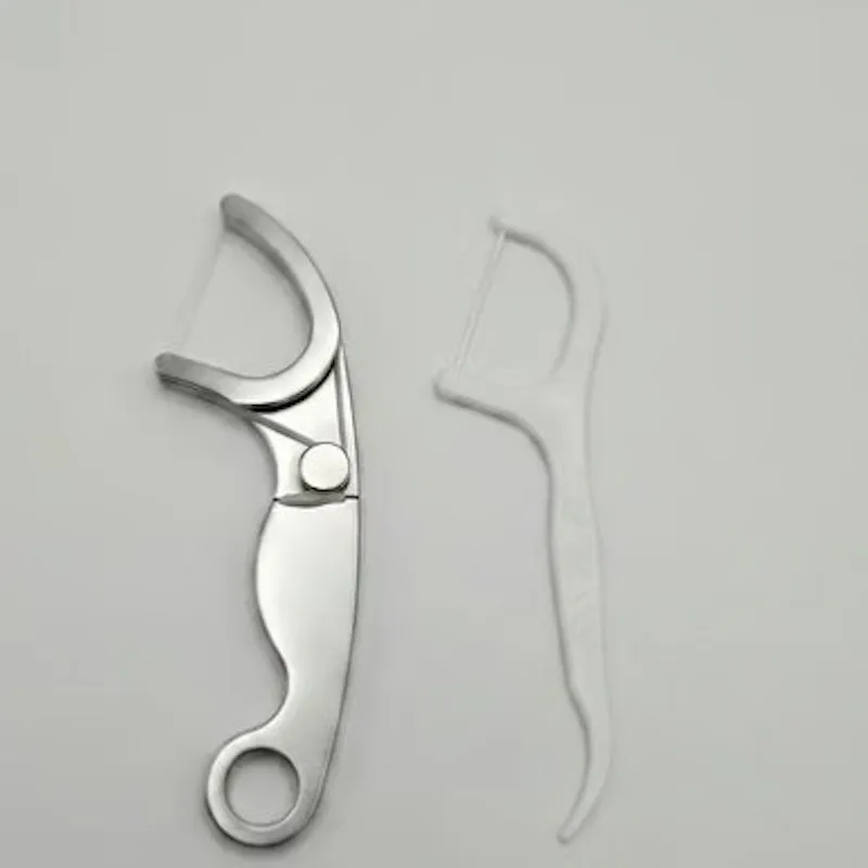 1 Stück Zahnstocher aus Edelstahl mit Zahnseide, inklusive 50 m Zahnseide, wiederverwendbares Set mit Zahnseidenhalter, umweltfreundliche Zahnpflege. – Detail 9