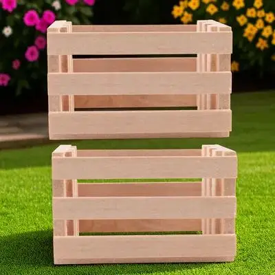 

2Pcs Miniature Wooden Storage Basket Organizer Mini House Storage Holder Decorative Rustic Basket for Micro House Decor