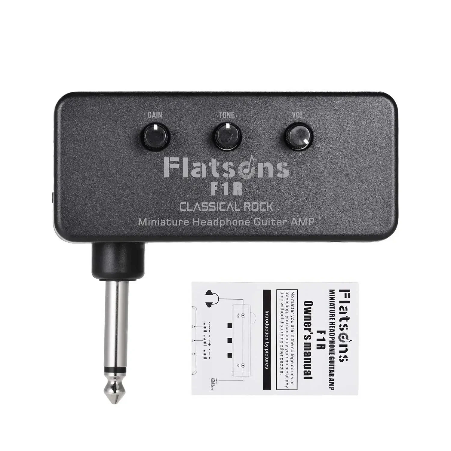 Flatsons F1R Headphone Amp Mini Headphone Guitar Bass Amplifier Classical Rock with 3.5mm Headphone Jack AUX Input Plug-and-Play