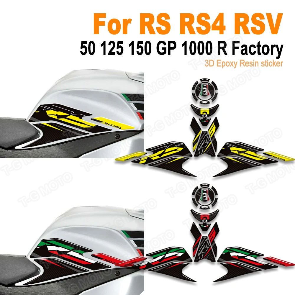 

For Aprilia RS RS4 RSV 50 125 150 GP 1000 R Factory 3D Epoxy Resin Motorcycle Tank Pad Protection Sticker New Decorative Decal