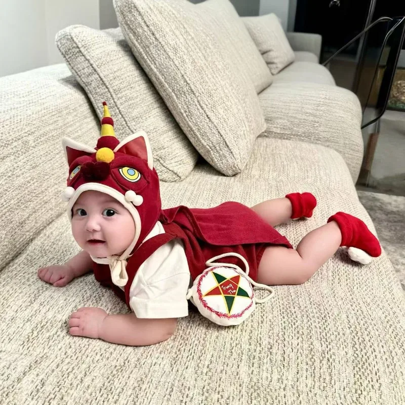 bodysuit-styling-clothes-crawler-set-dragon-baby-shooting-set-ins-same-style-rompers-strap-pants