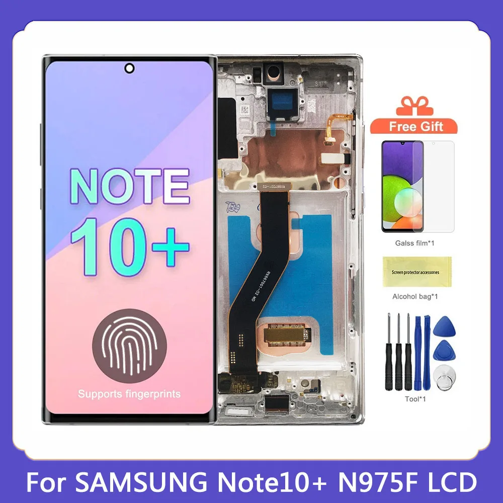 AMOLED Note 10 Plus Screen for Samsung Galaxy Note10+ N975F Lcd Display with Frame cover Touch Screen Support S Pen Fingerprints