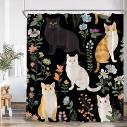 Funny Animal Shower Curtain Cute Cat Leopard Dog Elk Raccoon Cartoon Home Decor for Bathroom Polyester Bath Curtain