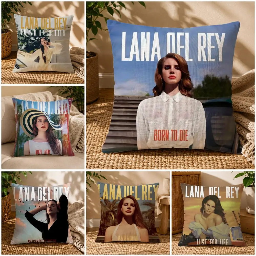 Celebrity-Lana Del ReyS Cushion Cover Soft Short Plush Zippered Cushion Covers 40/45/50cm Square Decor for Sofa Home