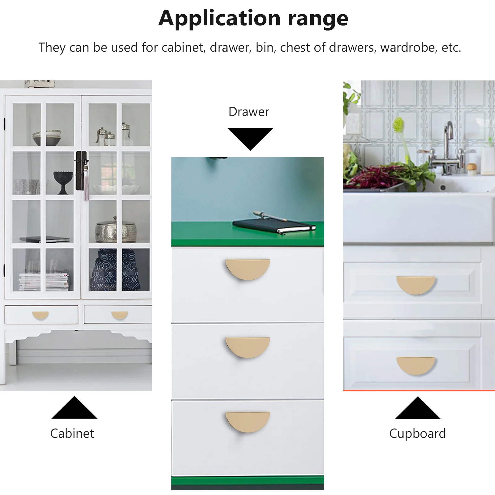 

4Pcs Half Circle Copper Handles Durable Semicircular Drawer Pulls for Cabinet Wardrobe Dresser Furniture Accessories