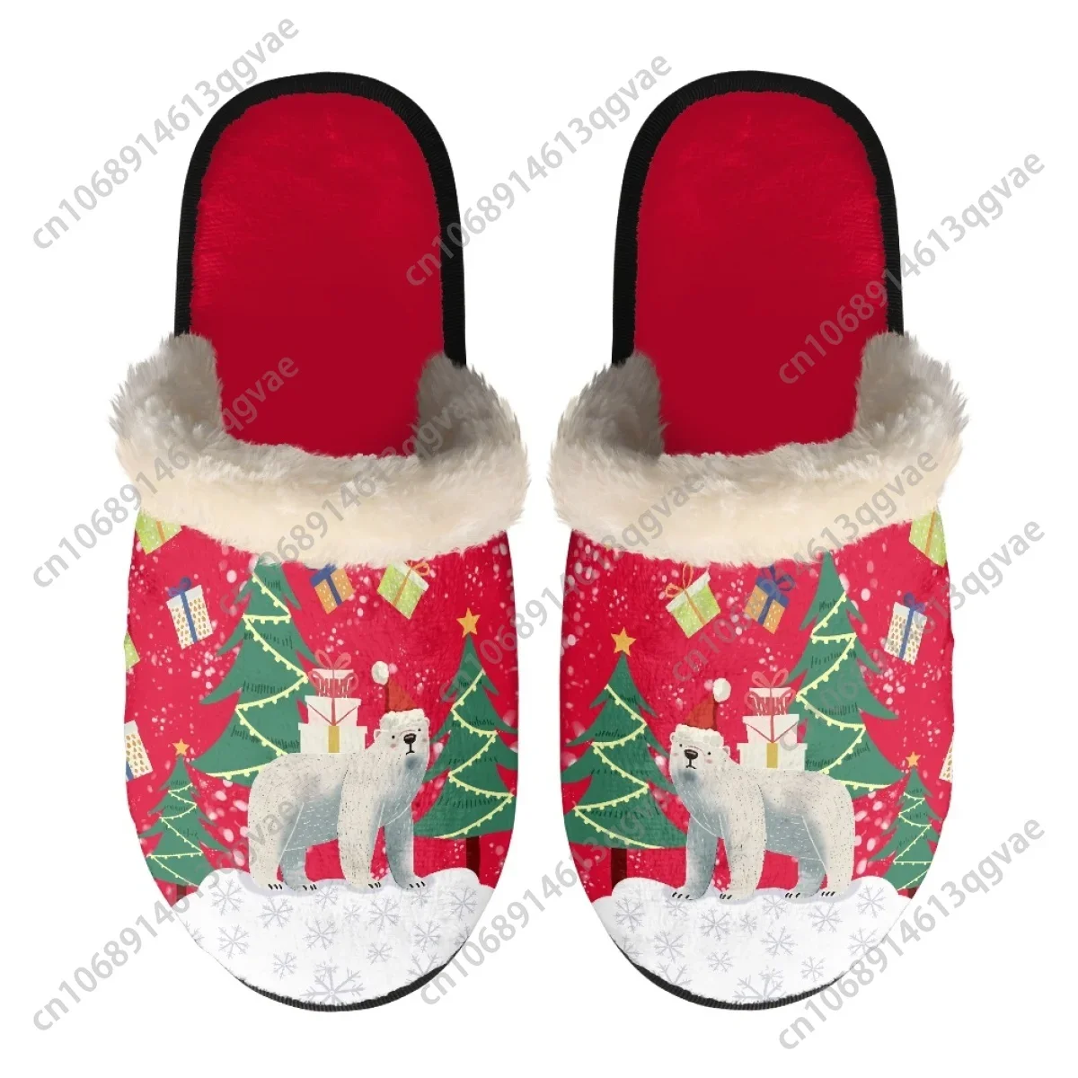 Christmas Buck Stripe Elk Slippers Mens Womens Home Cotton Plush Bedroom Casual Keep Warm Customized Thermal Lightweight Slipper