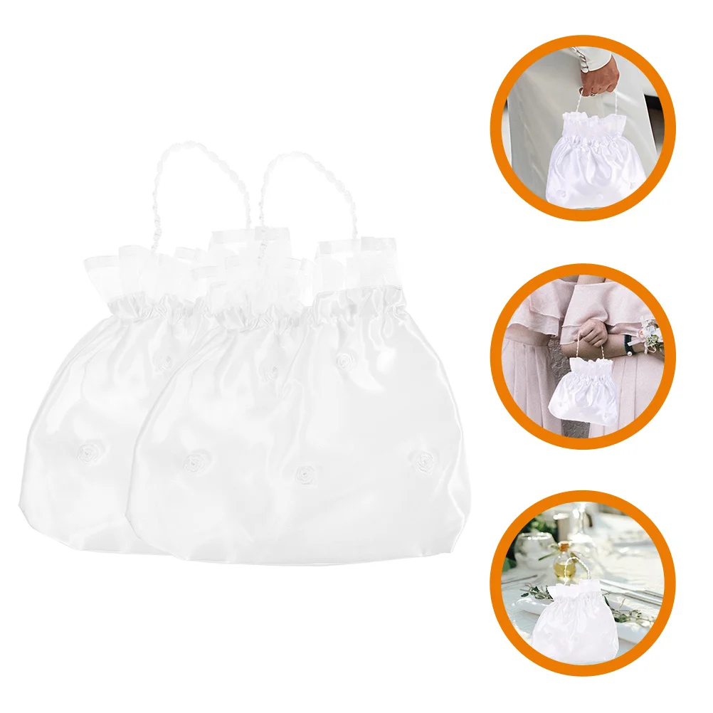 

Charming Satin Decorated Bride Bag Wedding Day Bridesmaid Flower Girl Flower Bridesmaid Bag Gift