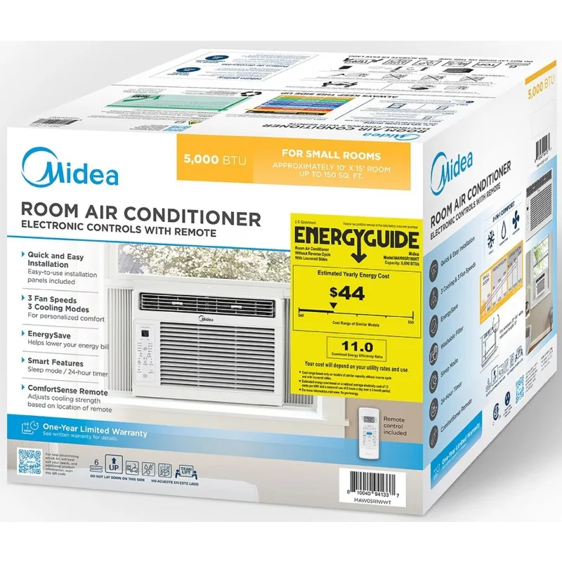 Midea 5,000 BTU Window Air Conditioner, 150 Sq. Ft., White, New