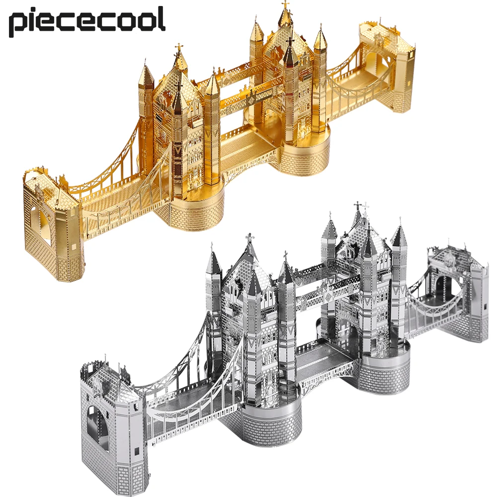 Piececool 3D Metal Puzzle London Tower Bridge Model Building Kits DIY Jigsaw Puzzle for Teens Metal Model Best Birthday Gifts