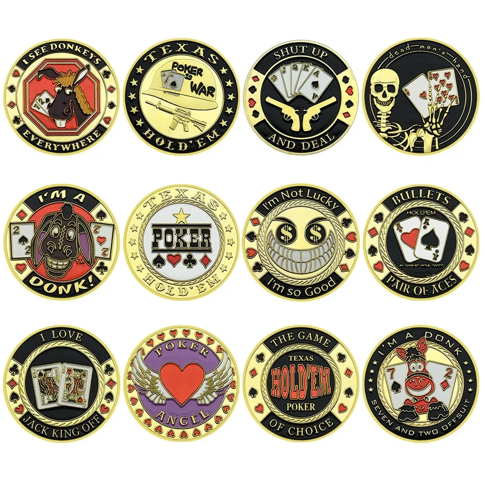 Lucky Coins Casino Crafts Texas Hold'em Las Vegas Poker Chips Game  Gold Plated Medal Holiday Gift Fans Collection