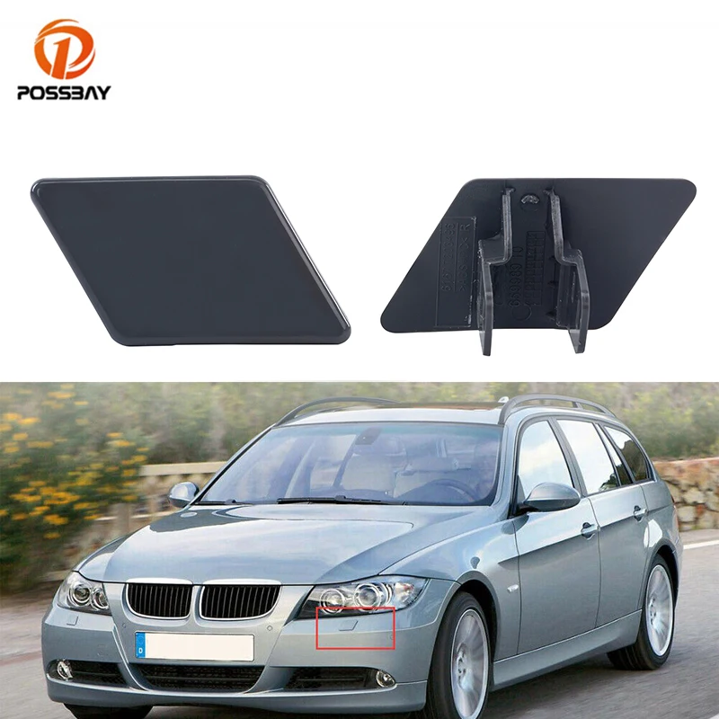 Car Front Bumper Headlight Washer Cover Gray auto Head lamp Spray cover for BMW 3-Series E90 Sedan LCI Facelift 2008-2012