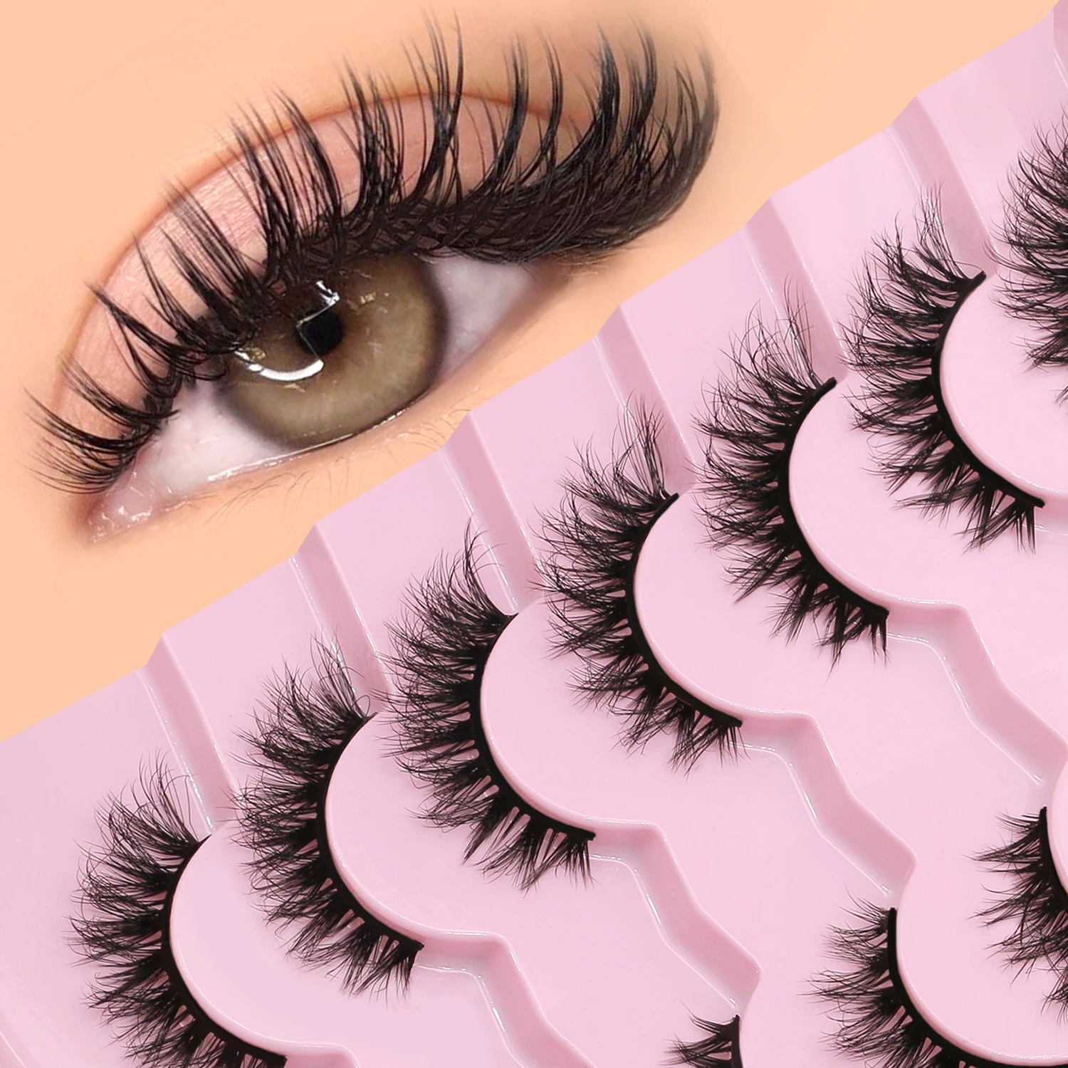 VELTRINAY Cat Eye Lashes Natural Eyelashes Fluffy Wispy Strips Lash 3D Faux Mink Lashes Cross Style False Eyelashes Makeup