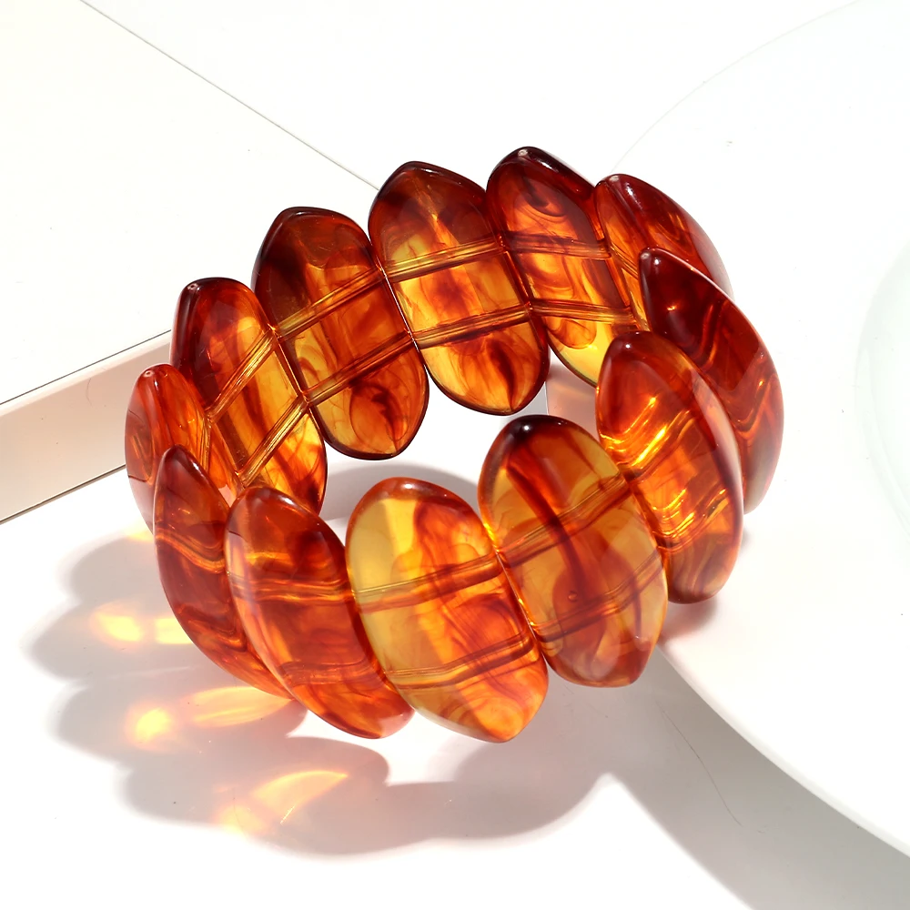 Vintage Acryl Gestreckt Große Breite Armbänder Armreifen für Frauen Trendy Harz Geometrische Große Marmorierte Manschette Armreif Modeschmuck – Detail 13