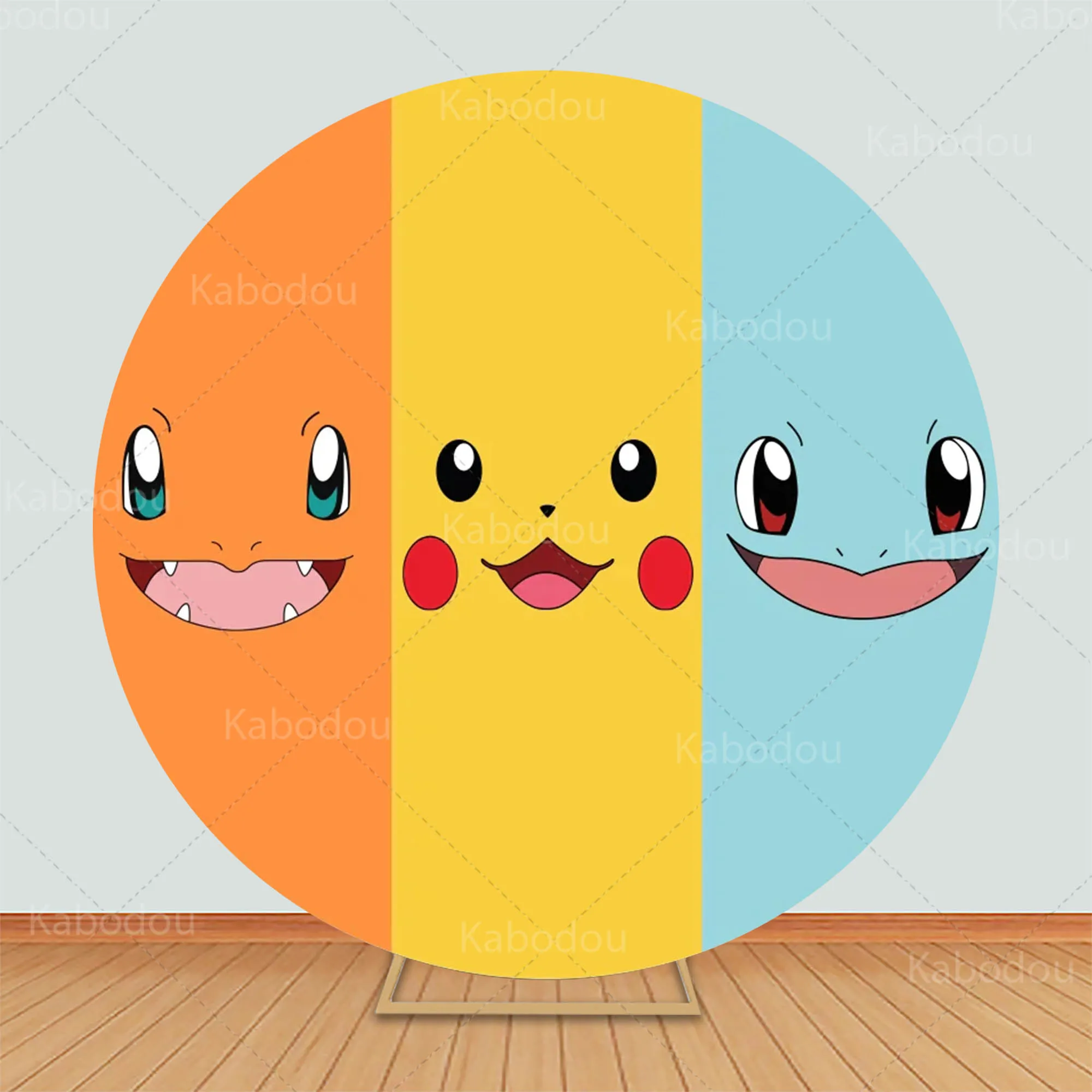 Pokemon Backdrop Round Boys Kids Birthday Party Decoration Photography Background Baby Shower Cylinder Cover Studio Props