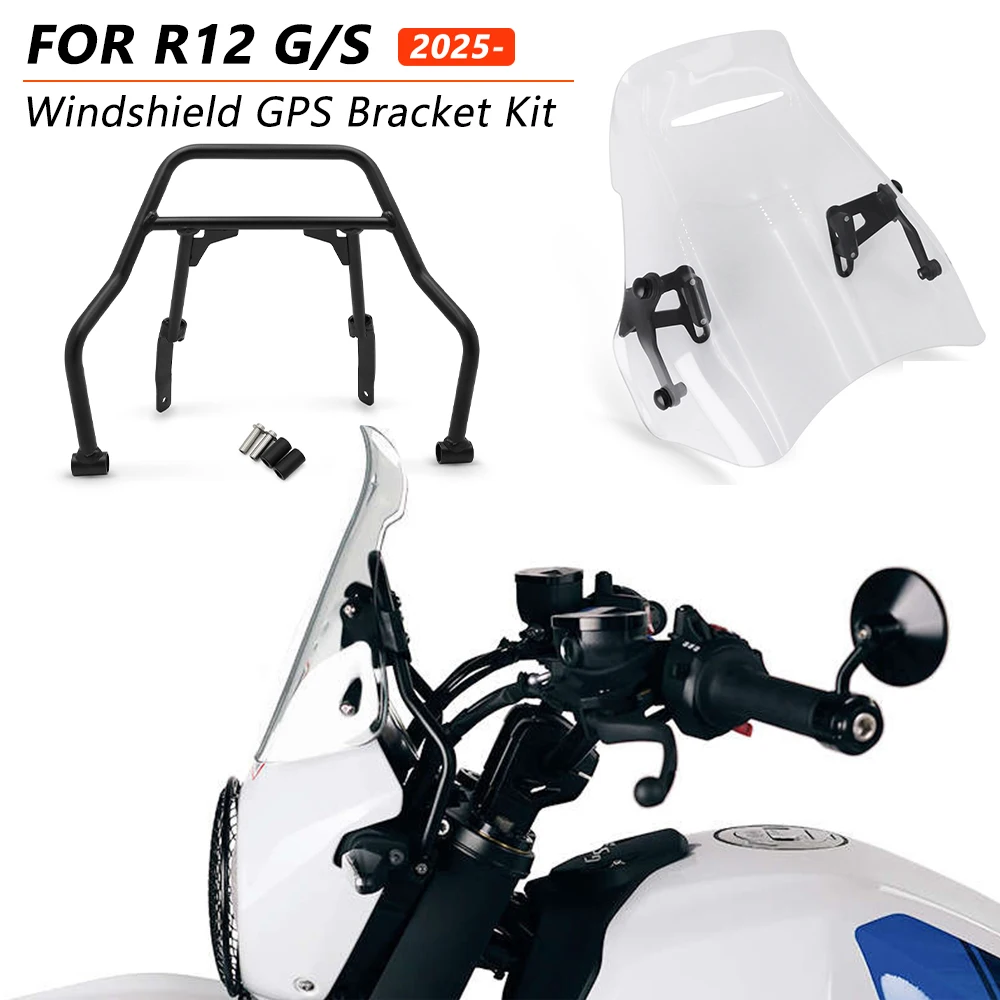 

For BMW R12 G/S R12GS R12 GS R12G/S 2025 2026Motorcycle Sport WindScreen Windshield Visor Deflector GPS Phone Navigation Bracket