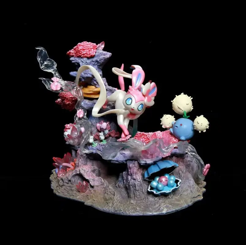 pokemon-gk-figure-sylveon-shroomish-clamperl-fairy-island-resin-collectible-anime-display-model-home-desktop-decoration