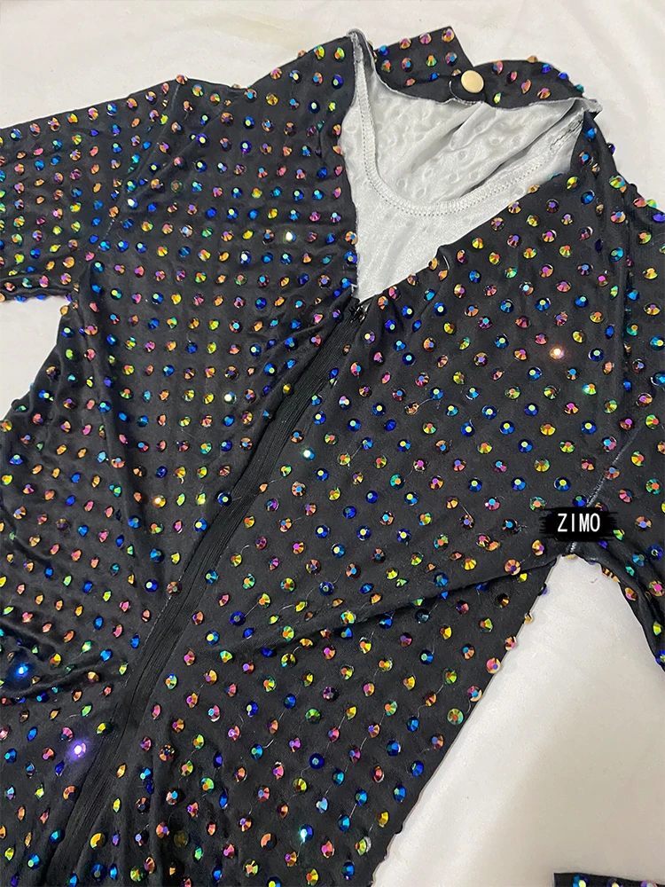 Shiny Alldiamond Tight Jumpsuit For Women Sexy Dance Elastic Performance Costume Night Party Stage Nightclub Singer Costume