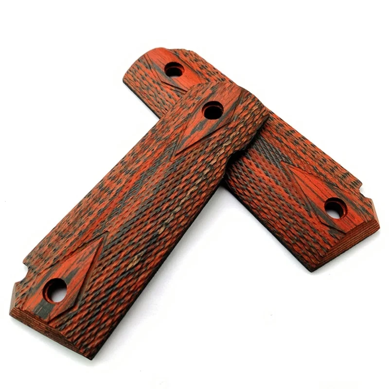 1 Pair CNC Custom Wood Made 1911 Models Accessories Hand Handle Grip Patches Textured Anti-slip DIY Mahogany Scales Slabs Blanks