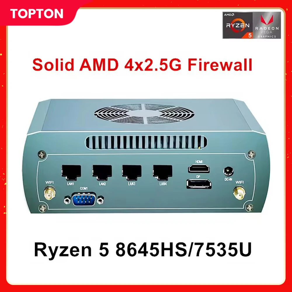 

Topton Firewall Mini PC AMD Ryzen 5 8645HS 7535U 6 Core 12 Threads Barebone PC 4x2.5G i226 LAN Desktop Computer pfSense Proxmox