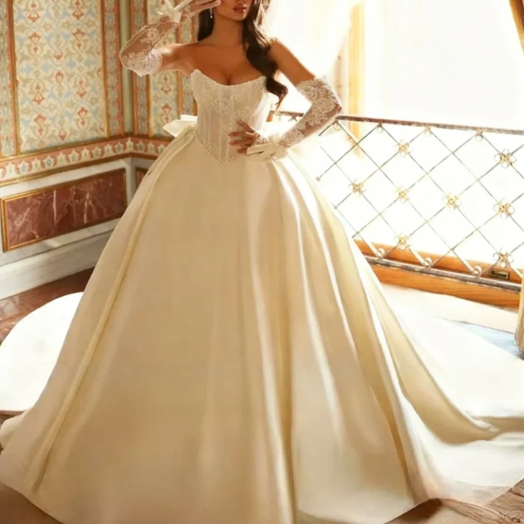 

Свадебные платья без бретелек по индивидуальному заказу, роскошные для женщин, бальное платье невесты, вечерние платья для выпускного вечера