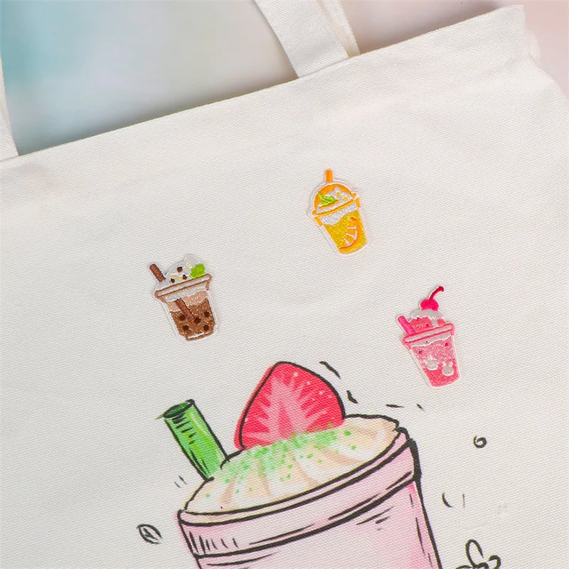 1Piece Embroidered Milk Tea Patch Stick-on Series Cute Bag Clothes Embroidery Pattern Applique Pants Holes Self-adhesive