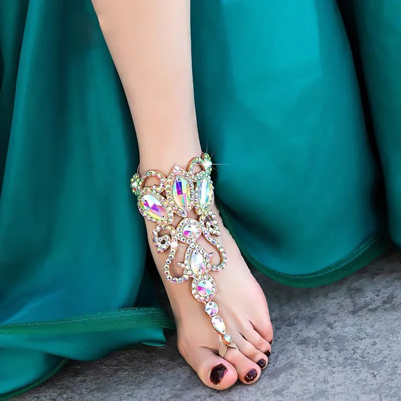 Belly Dance Hand or Foot Accessories Female Adult High-end Sexy Shiny Diamond-Studded Bracelet/Anklet Performance Show Wea