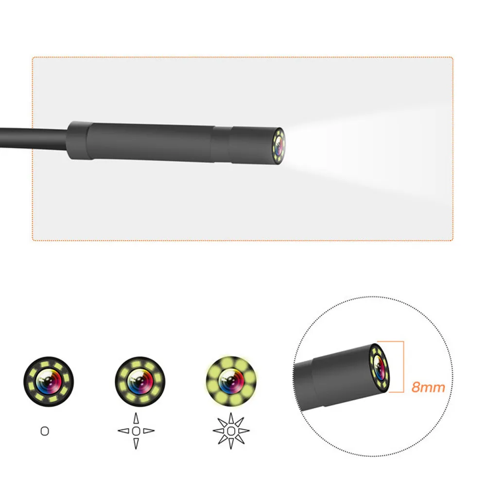 Vehicle Endoscope 1080P Waterproof Flexible Borescope Camera for Car Engine Pipe AC Inspection Tool