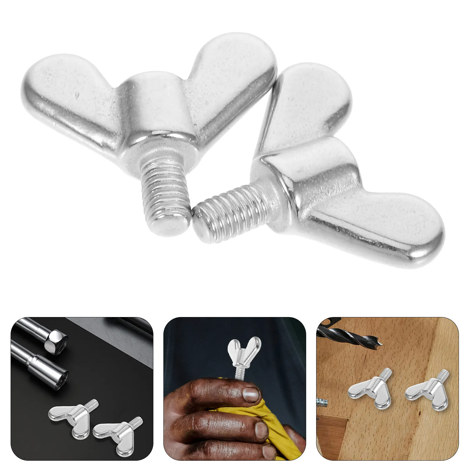 2Pcs Flagpole Bolts Stainless Steel Wing Nut Screws Tool Free Assembly for Furniture Mechanical Equipment Decoration