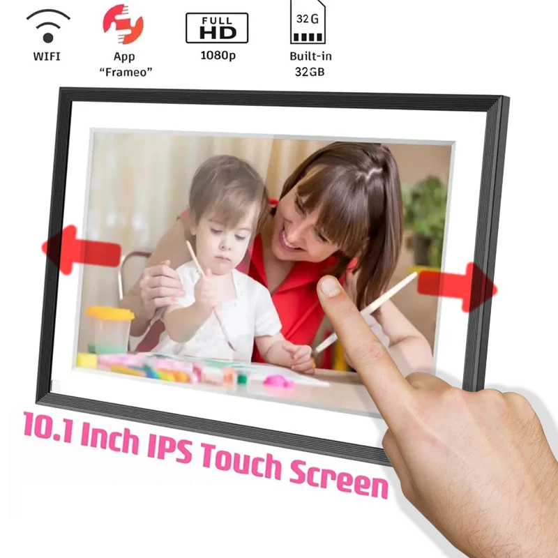 

Frameo 10.1 Inch Smart Digital Picture Frame 32GB Memory IPS HD 1080P Electronic Digital Photo Frame WiFi Touch Screen for Gift