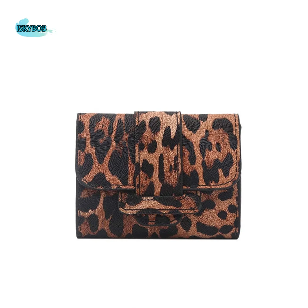 

Anti-splash Water Portable Leopard Print Wallet Texture Multiple Card Short Square Purse Mini Korean Style PU Card Bag School