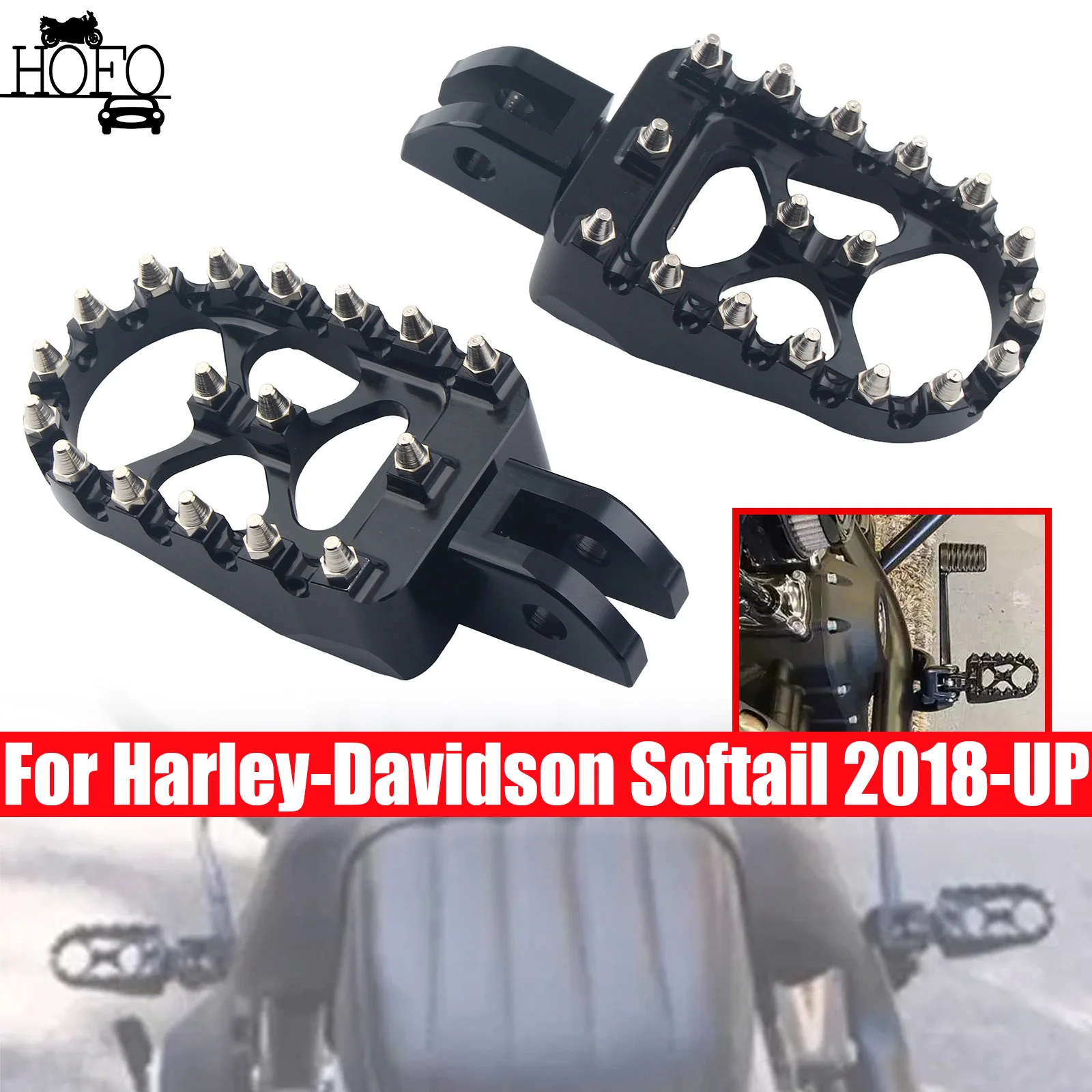 

For Harley-Davidson Softail 2018-UP oot Pegs Motorcycle Footpegs Driver Passenger Front/Rear CNC