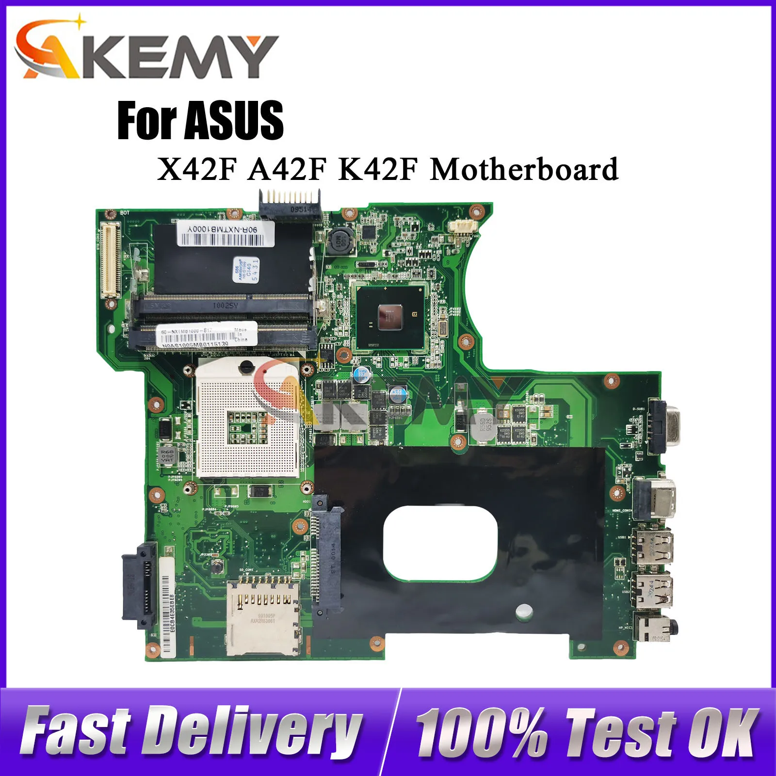K42F Laptop Motherboard For ASUS K42F K42F X42F A42F Notebook Mainboard This item is in stock 100% tests OK fast shipping