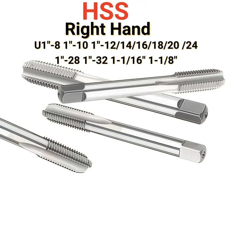 

1PCS HSS American Straight Grooved Tap U1"-32 Right Hand Taps with Multiple Sizes including 1"-8 1"-10 1"-12/14/16/18/20 /24