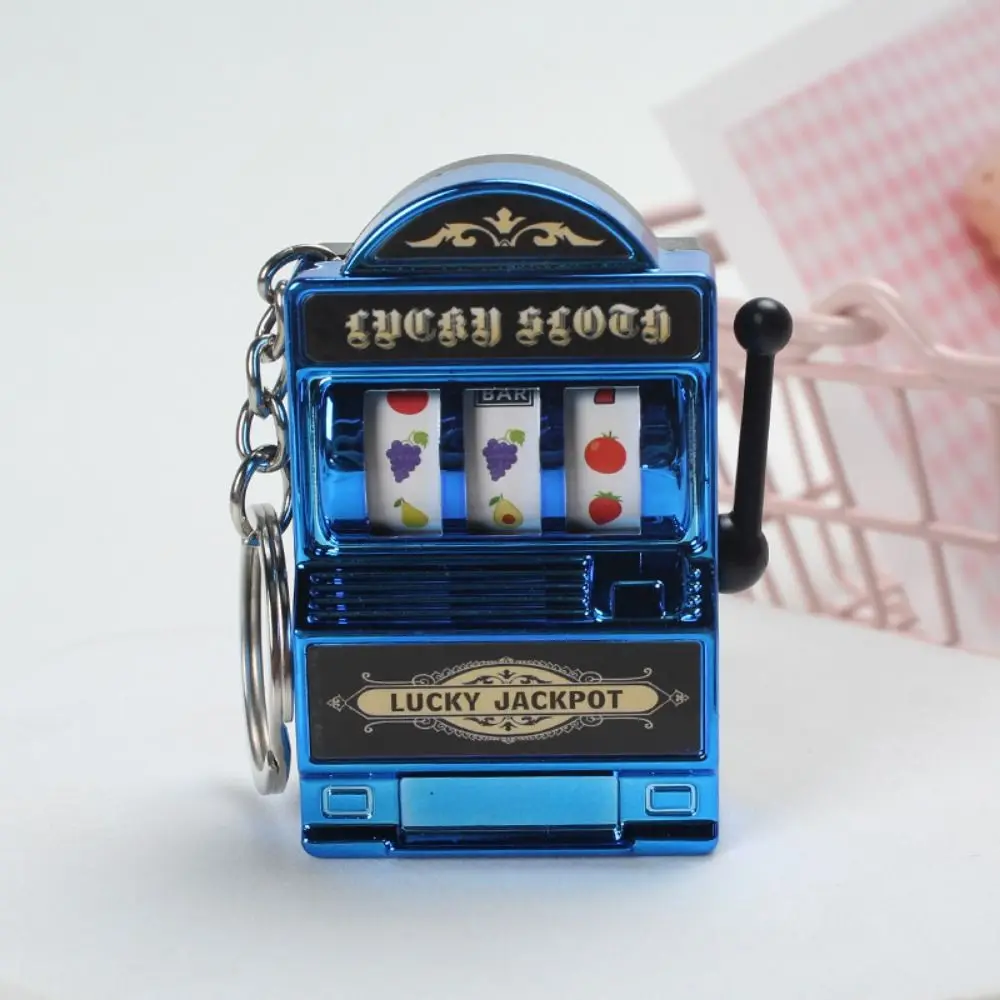Mini Slot Machine Key Chains Funny Plastic Lucky Jackpot Keyrings Multiple Colors Safety Fruit Slot Machine Keychain Bag Pendant