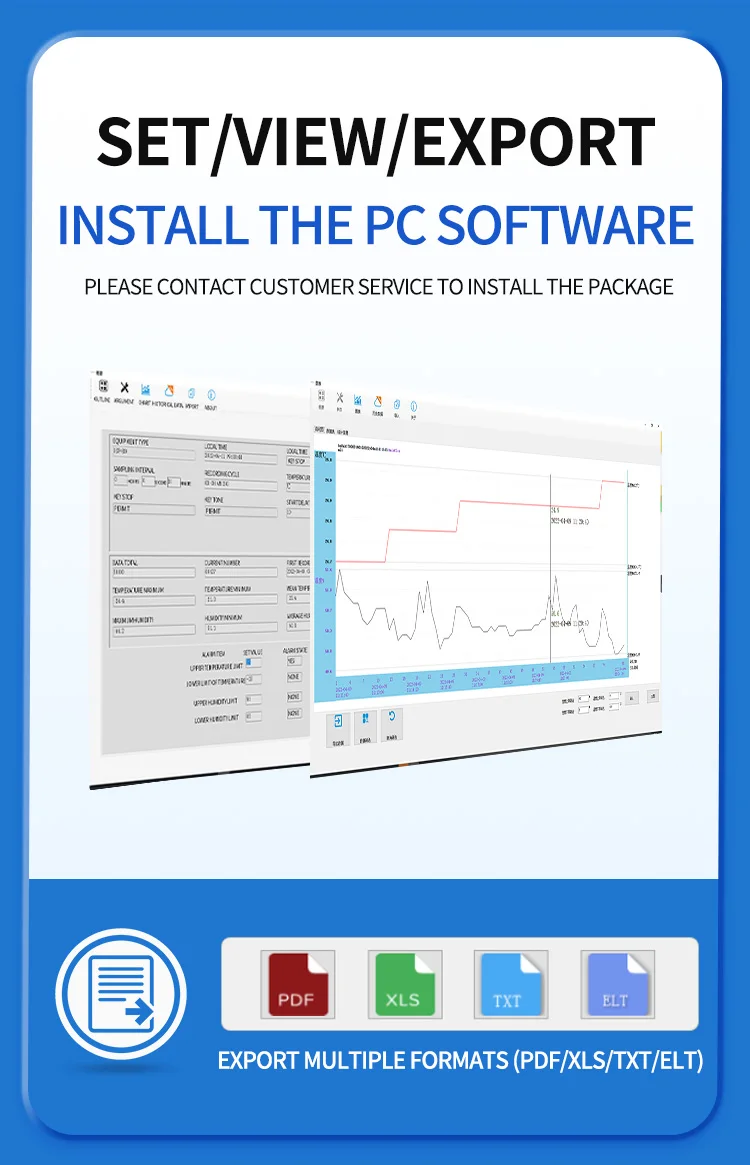 Aikesi GSP-80Pro LCD Data Logger USB Type-C รายงาน PDF อุณหภูมิและความชื้น Data Logger CE FCC ROHS ใบรับรอง