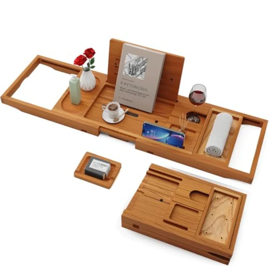 

Teak Bathtub Tray for Tub Bath Table Tray for Tub Wood Bathtub Caddy Luxury Gift for House Warming Wedding Bridal Shower Annive